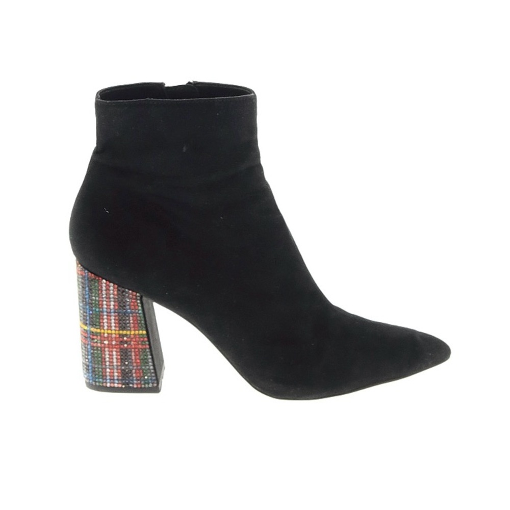Betsey Johnson Black Ankle Boots with Rhinestone Heel.